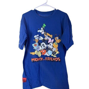 DISNEY SIZE XS BLUE TEE WITH MICKEY AND FRIENDS
